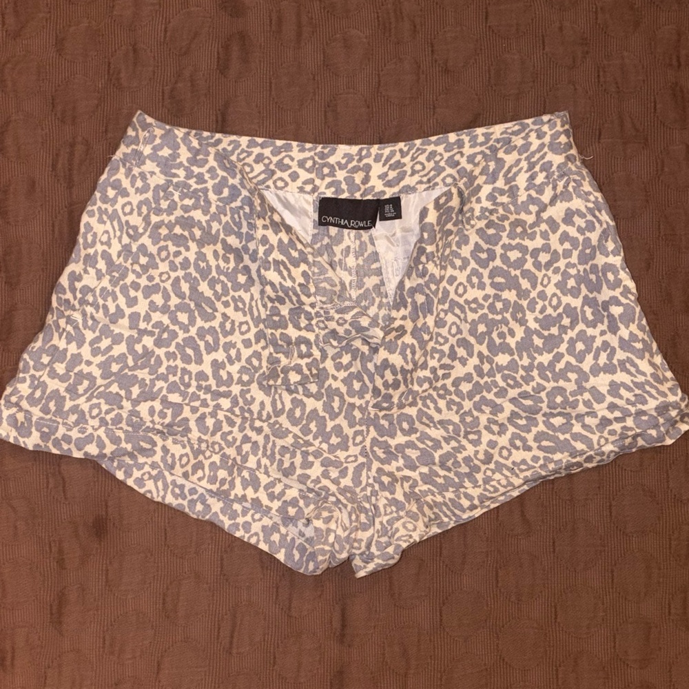 Cynthia Rowley Gray and White Animal Print Shorts